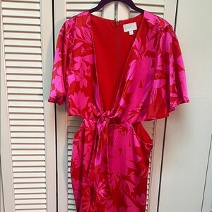 Sugarlips Red & Pink Floral Cutout Dress